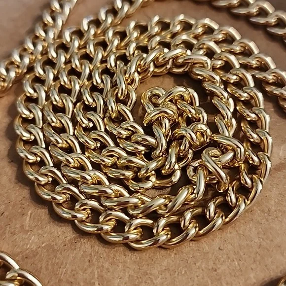 Coach Embossed Brown Crossbody Bag with Gold Chain